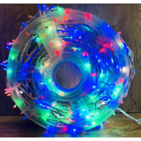 №6-1RGB Бухта 50м Гирлянда нить на бабине 50м 500л С мерцанием есть соединение Провод белый