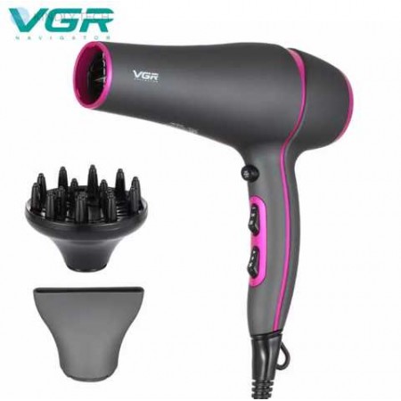 Профессиональный фен для волос с насадками и диффузором VGR V-402 (12)